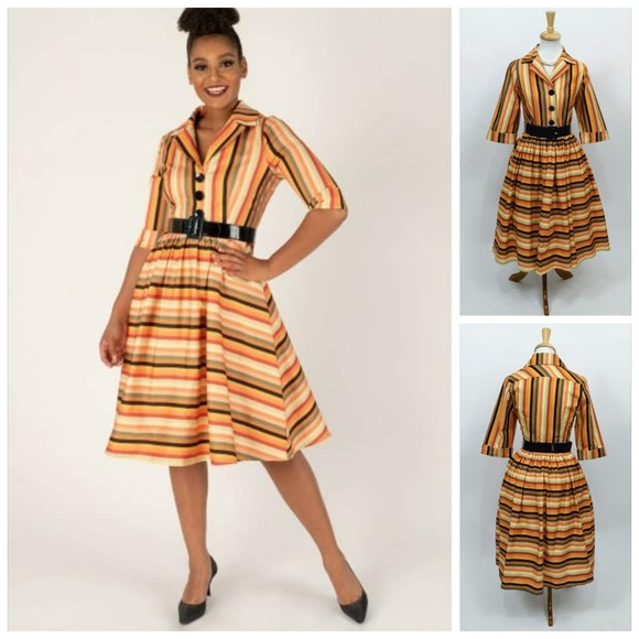 Tatyana Dresses & Skirts - Tatyana Retro Spice Striped Dress